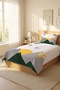 Mountain Balloon Bird Patterned Children's Pique Set-Adventure Themed Nordic Yellow Green Quilted Bedspread - 7