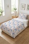 Butterfly Patterned Blue Children's Pique Set - Nature Themed Nordic Powder Quilted Bedspread - 2