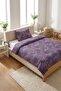 Floral Patchwork Polka Dot Children's Pique Set - Bohemian Young Room Purple Pink Quilted Bedspread - 5