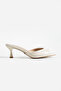 Loren Women's Elegant Thin Heeled Ecru Slippers – Minimalist Design Stylish Open-Toe Shoes - 3