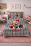 Plaid Teddy Bear Carriage Young Pique Set - Street Themed Modern Gray Red Quilted Bedspread - 2