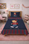 Teddy Bear Striped Navy Blue Claret Red Single Pique Set - Traveler Modern Young Room Anthracite Bedspread - 6