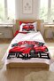 Race Car Checkered Kids Pique Set-Adventure Speed Themed Modern Red White Quilted Bedspread