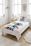 Cute Animal Figured Adventure-Themed Baby Pique Set - Young Explorer Modern Indigo Turquoise Bedspread - 2