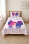 Butterfly Fairy Floral Single Pique Set - Fairy Tale Themed Lilac Pink Quilted Bedspread - 2