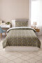 Floral Patterned Daisy Baby Pique Set - Country Garden Bohemian Gray Mustard Decorative Bedspread - 7