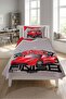 Racing Car Speed Themed Single Duvet Set-Automobile Concept Modern Gray Red Bedspread - 7