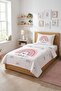 Rainbow Heart Patterned Children's Pique Set - Cheerful Fairytale Nordic Powder Gray Quilted Bedspread
