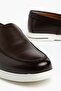 Genuine Leather Men's Casual Shoes Brown Flat Sole with Metal Accessories - 2