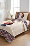 Children's Pique Set with Plaid Teddy Bear Figure - Urban Adventure Modern Burgundy Navy Blue Decorative Bedspread - 5