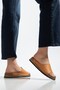 Genuine Leather Orthopedic Women's Slippers Tan Thick Single-Strap Sole Covering - 4