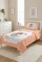 Princess Moon Star Polka Dot Baby Pique Set - Fairytale Nordic Salmon Ecru Decorative Bedspread - 2