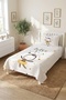 Ballerina with Bees and Stars Patterned Teenager's Pique Set - Fairy Tale Themed Powder Yellow Quilted Bedspread