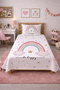 Rainbow Star Cloud Crowned Children's Pique Set - Fairytale Nordic Powder Mint Decorative Bedspread - 5