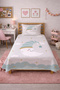 Moon Star Cloudy Baby Pique Set - Sleep Themed Nordic Mint Yellow Decorative Bedspread - 7