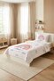 Rainbow Heart Patterned Children's Pique Set - Cheerful Fairytale Nordic Powder Gray Quilted Bedspread - 2