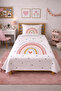 Rainbow Heart Polka Dot Children's Single Pique Set - Cute Modern Powder Gray Quilted Bedspread - 4
