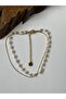 Pearl Detailed Steel Anklet Double Chain Steel Anklet