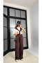 Women's Basic Tshirt with Shawl Detail and Elastic Waist Pants Two-Piece Tracksuit Set - 4