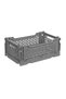 Foldable Stackable Box, Plastic, Gray, 4L, 27x17x10.5cm