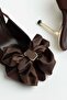 Women's Thin Heeled Shoes Stiletto Brown Satin with Big Bow - 2