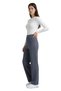 Women's Anthracite High Waist Draped Crepe Trousers with Flexible Wide Legs - 4