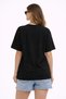 Women's Oversize 100% Cotton Basic T-Shirt Comfortable Fit Printed White Black - 3