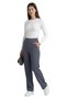 Women's Anthracite High Waist Draped Crepe Trousers with Flexible Wide Legs - 6