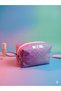 Colorful Medium Size Soft Makeup Bag Organizer with Neon Gradient Lettering - 3