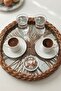 Glass Base Rattan Framed Round Presentation Tray – Wicker Decorative Tray Brown - 2