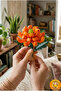 Orange Flower Making Kit - Non-Fading Crystal Artificial Flower - 81 Pieces Decorative Lego Block Flower - 3