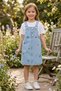 Girl's Floral Detailed Denim Salopet Dress 2-8 Years Old