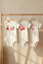Organic 100% Cotton 3-Piece Cute Ducklings Printed Short Sleeve Snap Fastener Baby Bodysuit