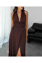 Halter Neck Slit Dress - 2