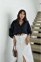 Navy Blue Off-Shoulder Oversize Shirt