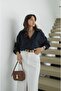 Navy Blue Off-Shoulder Oversize Shirt - 4