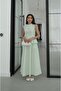 Green Pleated Detailed Blouse Skirt Set - 2
