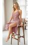 Custom design lace embroidered stone detailed satin nightgown - 2