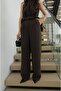 Brown Pelas Tie-Detail Blouse and Trousers Set - 5