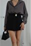 Black Gold Brooch Detailed Short Skirt - 4
