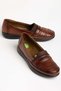 Large Size Orthopedic Genuine Leather Women's Casual Shoes with Tan Embroidery Detail