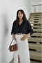 Navy Blue Off-Shoulder Oversize Shirt - 3