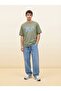 Crew Neck Green T-Shirt with Print Detail