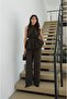 Brown Pelas Tie-Detail Blouse and Trousers Set