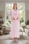 New Season Pink Lace Summer Special Design 100% Cotton Full Length Maternity Maternity Dressing Gown Nightgown Set - 2
