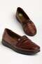 Large Size Orthopedic Genuine Leather Women's Casual Shoes with Tan Embroidery Detail - 3