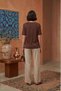 Women's Deep V-Neck Short Sleeve Stretchy Viscose Bodysuit Brown - 4