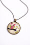 Owl Figured Glass Coated Necklace Silver Chain 60 cm Unisex - 4