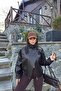 Pb Women's Brown Faux Leather Jacket with Stand Collar and Textured Design - 5