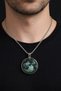 Green Natural Stone Look Round Pendant Silver Color Chain Unisex 60 cm - 2